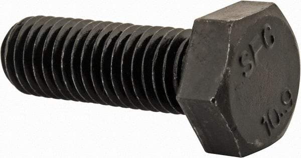 Value Collection - M12x1.75mm Metric Coarse, 35mm Length Under Head Hex Head Cap Screw - Fully Threaded, Grade 10.9 Steel, Uncoated, 19mm Hex - USA Tool & Supply