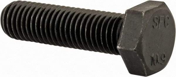 Value Collection - M12x1.75mm Metric Coarse, 45mm Length Under Head Hex Head Cap Screw - Fully Threaded, Grade 10.9 Steel, Uncoated, 19mm Hex - USA Tool & Supply