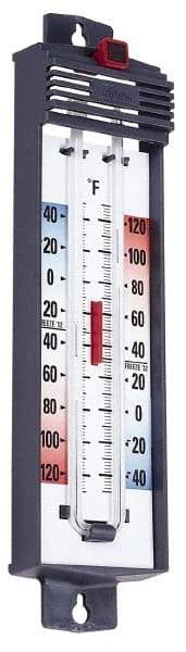 Taylor - -40 to 120°F, Min and Max Thermometer - 5 Inch Long x 4-3/8 Inch Wide, Push Button Reset Thermometer - USA Tool & Supply