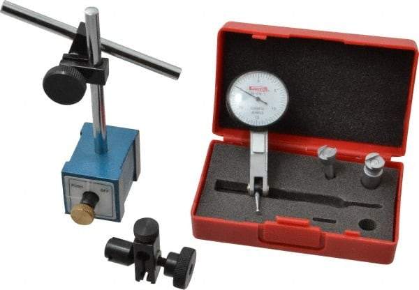 SPI - 0.0005" Graduation, 0-100 Dial Reading, Indicator & Base Kit - 0.0005 Inch Graduation, Includes Dial Test Indicator Set, Magnetic Base - USA Tool & Supply