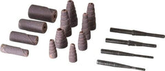 Merit Abrasives - 50 Piece Aluminum Oxide Cartridge Roll Set - 60, 80 & 120 Grit, Includes 4 Mandrels - USA Tool & Supply