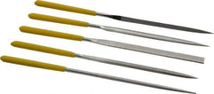 Value Collection - 5 Piece Diamond Pattern File Set - 5-1/2" Long, Fine Coarseness, Set Includes Flat, Round, Square, Three Square - USA Tool & Supply