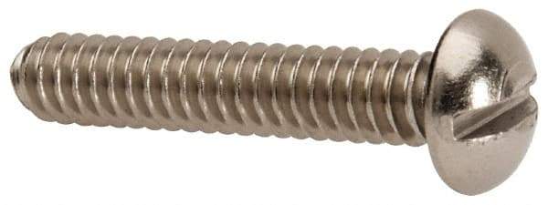 Value Collection - #10-24 UNC, 1" Length Under Head Slotted Drive Machine Screw - Round Head, Grade 316 Stainless Steel, Uncoated, Without Washer - USA Tool & Supply