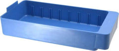 Quantum Storage - 28 Lb. Load Capacity, 11-5/8" Deep, Blue High-Impact Polystyrene Drawer Bin - 2-1/8" High x 5-9/16" Wide x 11-5/8" Long - USA Tool & Supply