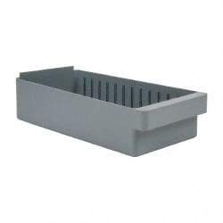 Quantum Storage - 28 Lb. Load Capacity, 17-5/8" Deep, Gray High-Impact Polystyrene Drawer Bin - 4-5/8" High x 8-3/8" Wide x 17-5/8" Long - USA Tool & Supply