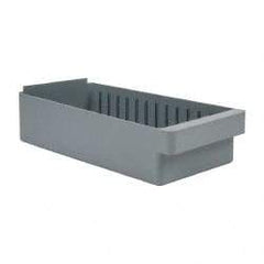 Quantum Storage - 28 Lb. Load Capacity, 17-5/8" Deep, Gray High-Impact Polystyrene Drawer Bin - 4-5/8" High x 8-3/8" Wide x 17-5/8" Long - USA Tool & Supply