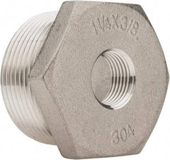 Merit Brass - 1-1/4 x 3/8" Grade 316 Stainless Steel Pipe Hex Bushing - MNPT x FNPT End Connections, 150 psi - USA Tool & Supply