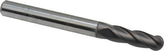 Niagara Cutter - 1/4" Diam, 3/4" LOC, 4 Flute Solid Carbide Ball End Mill - Diamond Finish, Single End, 2-1/2" OAL, 1/4" Shank Diam, Spiral Flute - USA Tool & Supply