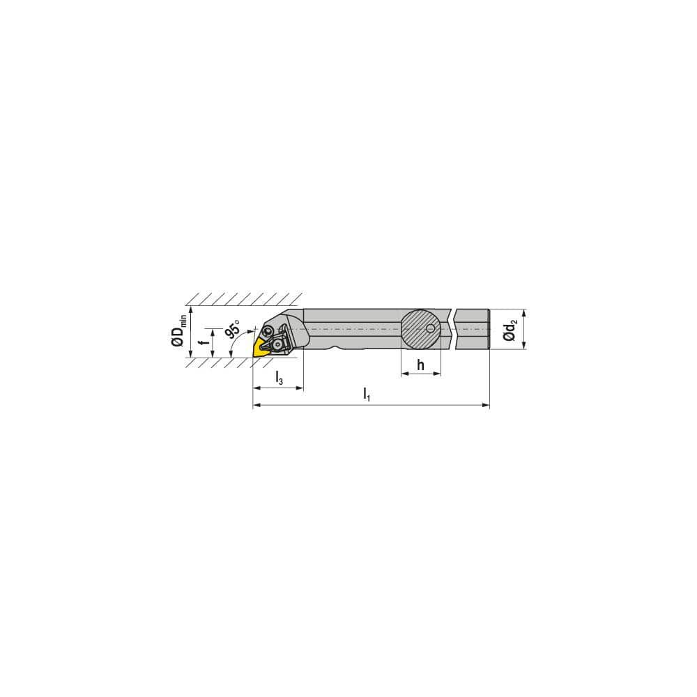 Indexable Boring Bar:  A40T DWLNR 08,  50.00 mm Min Bore,  40.00 mm Shank Dia,  95.00&deg N/A Steel 300.0000″ OAL,  Clamp,