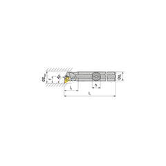 Indexable Boring Bar:  A32S PDUNR 11,  40.00 mm Min Bore,  32.00 mm Shank Dia,  93.00&deg N/A Steel 250.0000″ OAL,  Lever Clamp,