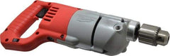 Milwaukee Tool - 1/2" Keyed Chuck, 600 RPM, D-Handle Electric Drill - 7 Amps, 120 Volts, Reversible, Includes Chuck Key with Holder & Side Handle - USA Tool & Supply