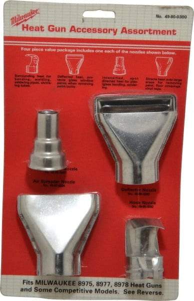 Milwaukee Tool - 4 Piece Heat Gun Accessory Set - For Use with Milwaukee Heat Gun - USA Tool & Supply