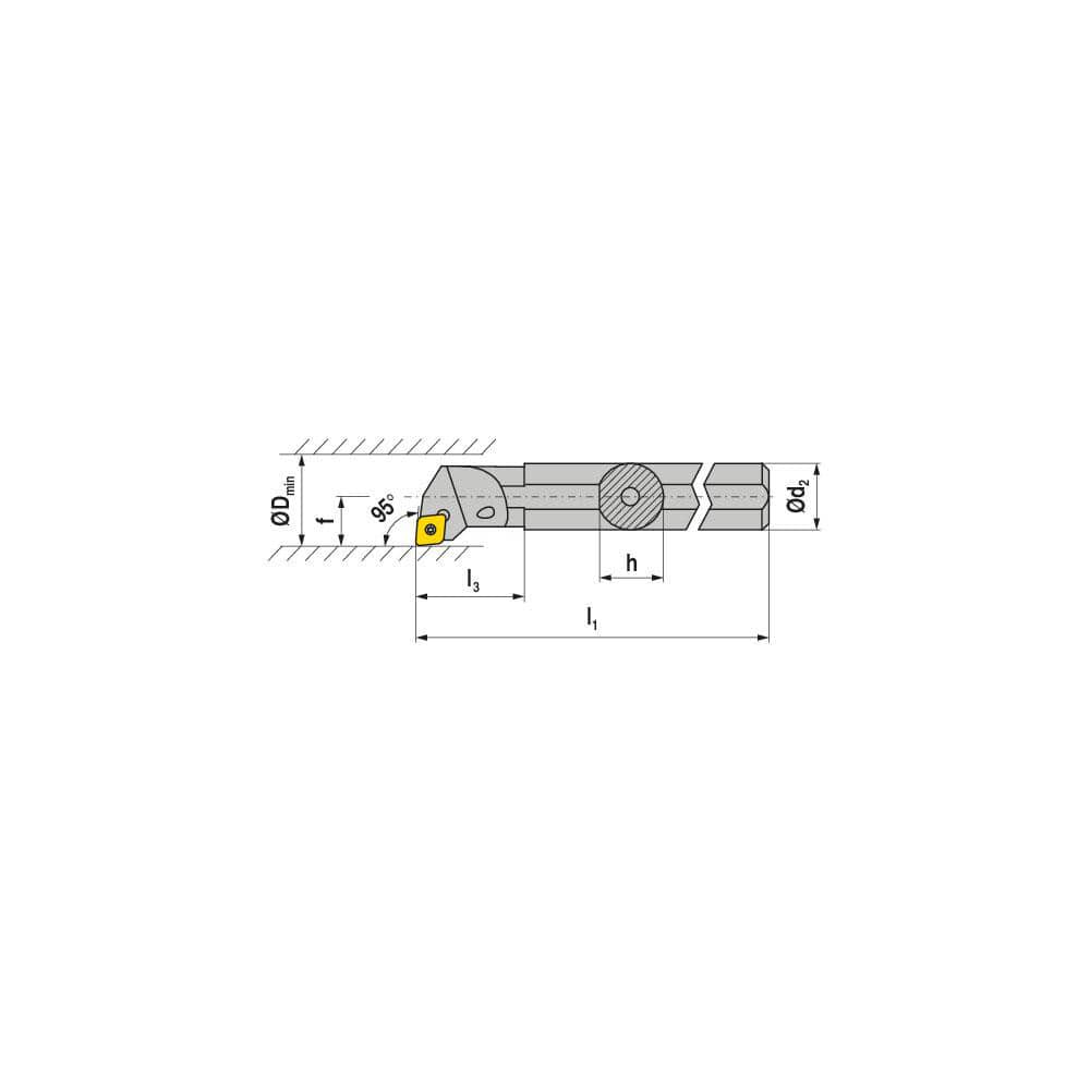 Indexable Boring Bar:  S10R SCLCR 2,  95.00&deg N/A Steel 8.0000″ OAL,  Screw Clamping,