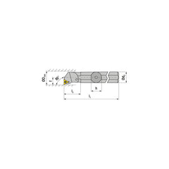 Indexable Boring Bar:  A08M STFCR 2,  90.00&deg N/A Steel 6.0000″ OAL,  Screw Clamping,