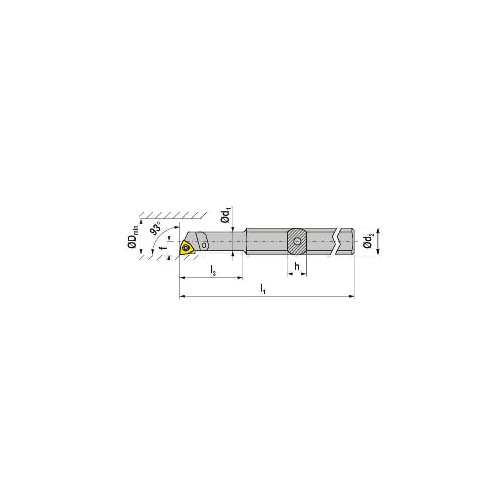 Indexable Boring Bar:  A0608H SWUCR 02,  7.80 mm Min Bore,  8.00 mm Shank Dia,  93.00&deg N/A Steel 100.0000″ OAL,  Screw Clamping,