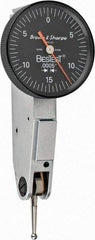 TESA Brown & Sharpe - 0.03 Inch Range, 0.0005 Inch Dial Graduation, Horizontal Dial Test Indicator - 1 Inch Black Dial, 0-15-0 Dial Reading - USA Tool & Supply