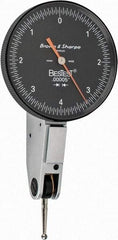 TESA Brown & Sharpe - 0.008 Inch Range, 0 Inch Dial Graduation, Horizontal Dial Test Indicator - 1-1/2 Inch Black Dial, 0-4-0 Dial Reading - USA Tool & Supply