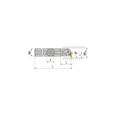 Indexable Boring Bar:  A25R SVUCL 11,  32.00 mm Min Bore,  25.00 mm Shank Dia,  93.00&deg N/A Steel 200.0000″ OAL,  Screw Clamping,