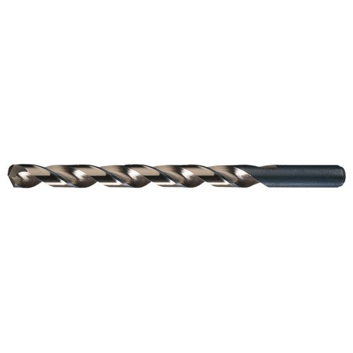 9.50mm RHS / RHC HSS-CO 8% (M42) 135 Degree Split Point Cobalt Heavy Duty Taper Length Drill - Straw / Gold Oxide - Exact Industrial Supply