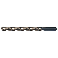 4.50mm RHS / RHC HSS-CO 8% (M42) 135 Degree Split Point Cobalt Heavy Duty Taper Length Drill - Straw / Gold Oxide - Exact Industrial Supply