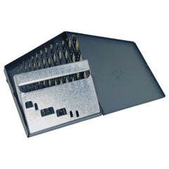 ‎1/16-1/4 RHS / RHC HSS 135 Degree Split Point Heavy Duty Black & Gold Jobber Length Drill Set - Black & Gold - Exact Industrial Supply