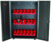 Wall Tree Locker - Hold 18 Pcs. 40 Taper - Textured Black with Red Shelves - USA Tool & Supply