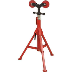 Rothenberger - 1/2" to 16" Pipe Capacity, Folding Pipe Stand with 2 Roller Head - 27" to 50" High, 2,500 Lb Capacity - USA Tool & Supply