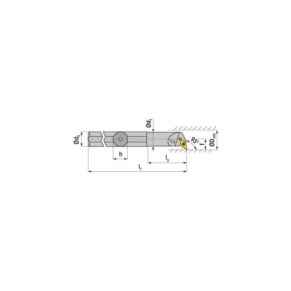 Indexable Boring Bar:  E-A0810H SDUCL 07,  12.50 mm Min Bore,  10.00 mm Shank Dia,  93.00&deg N/A Solid Carbide 100.0000″ OAL,  Screw Clamping,