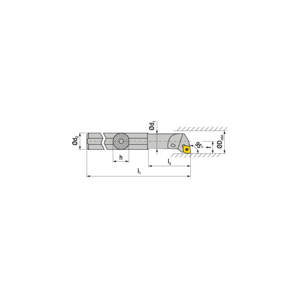 Indexable Boring Bar:  E-A0810H SCLCL 06,  12.00 mm Min Bore,  10.00 mm Shank Dia,  95.00&deg N/A Solid Carbide 110.0000″ OAL,  Screw Clamping,