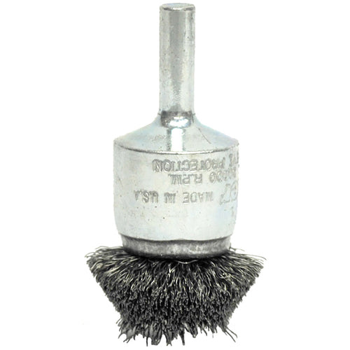 ‎1-1/2″ Circular Flared Crimped Wire End Brush, .006″ Stainless Steel Fill - USA Tool & Supply