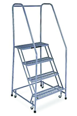 Model 1000; 4 Steps; 30 x 31'' Base Size - Steel Mobile Platform Ladder - USA Tool & Supply