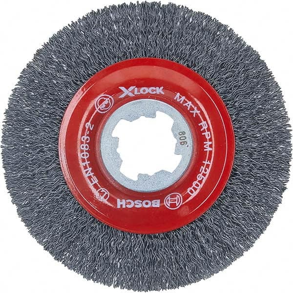 Bosch - 4-1/2" OD, 5/8" Arbor Hole, Crimped Carbon Wheel Brush - USA Tool & Supply