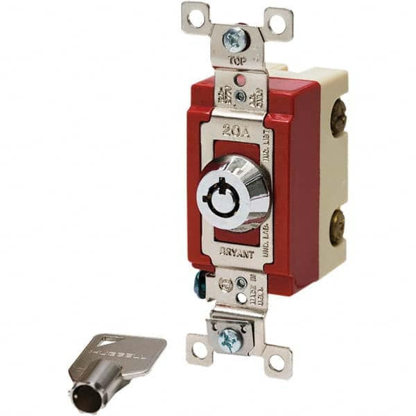 Bryant Electric - Key Switches Switch Type: 4 Tumbler Switch Sequence: On-Off - USA Tool & Supply