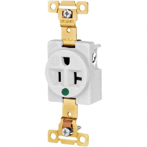 Bryant Electric - Straight Blade Receptacles Receptacle Type: Single Receptacle Grade: Hospital - USA Tool & Supply