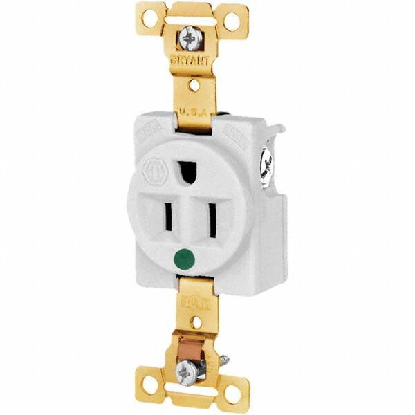 Bryant Electric - Straight Blade Receptacles Receptacle Type: Single Receptacle Grade: Hospital - USA Tool & Supply