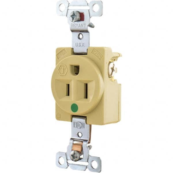 Bryant Electric - Straight Blade Receptacles Receptacle Type: Single Receptacle Grade: Hospital - USA Tool & Supply