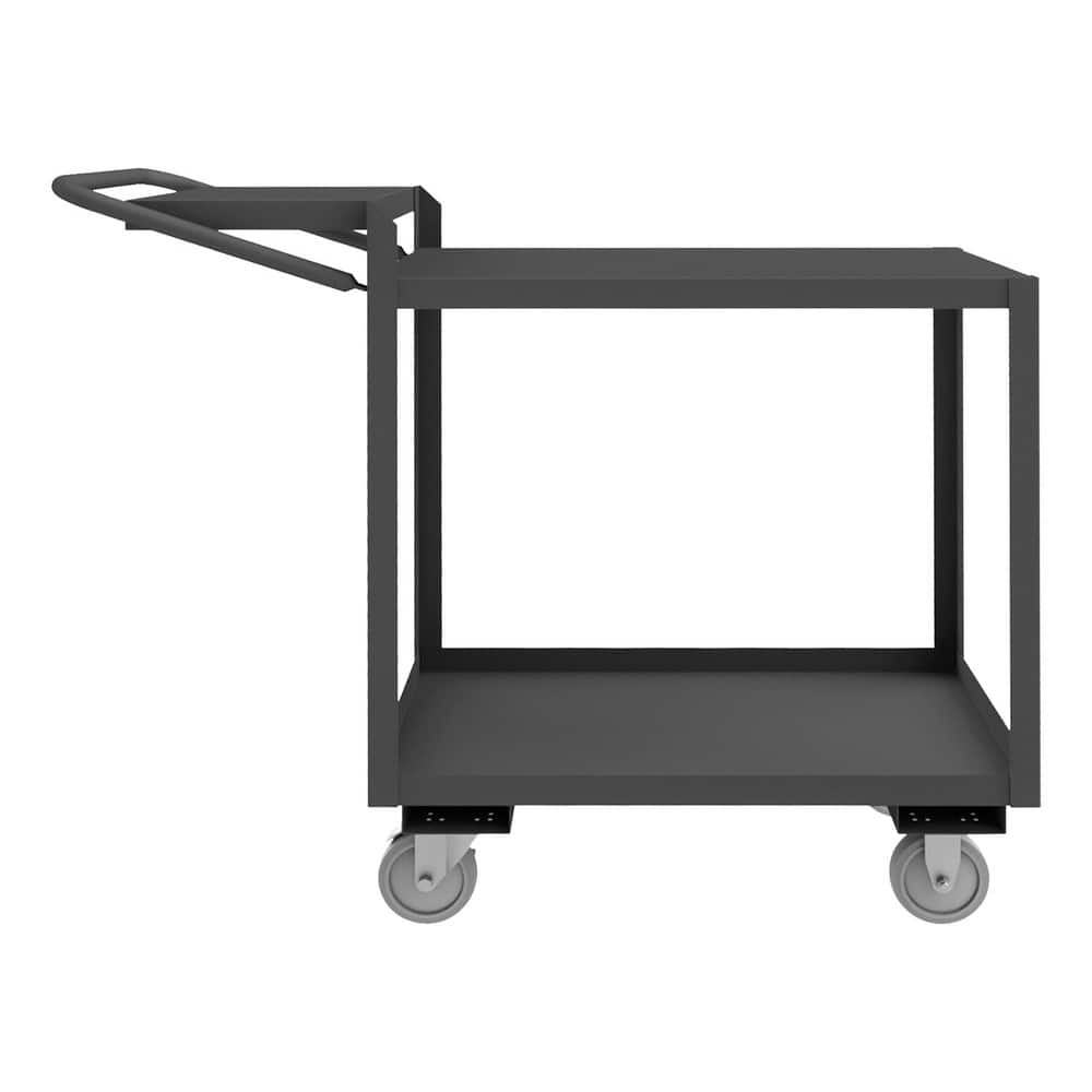 Order Picking Utility Cart: Steel, Gray Swivel, Polyurethane Wheels, Side Brake