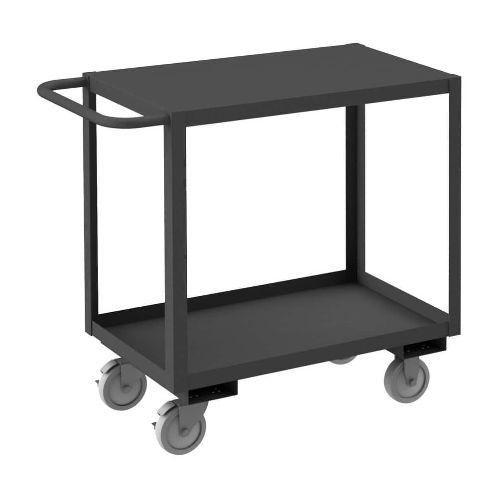 Heavy-Duty Service Utility Cart: Steel, Gray Swivel, Polyurethane Wheels, Side Brake