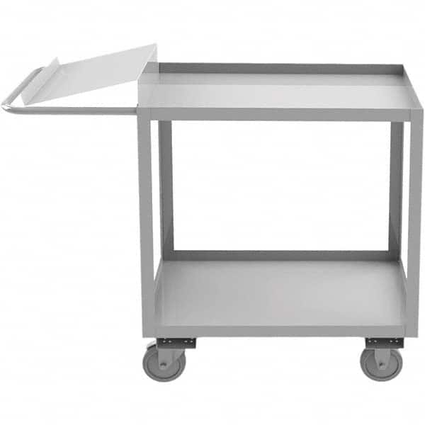 Mobile Utility Cart: Silver Stainless, Polyurethane Casters, 2 Shelves