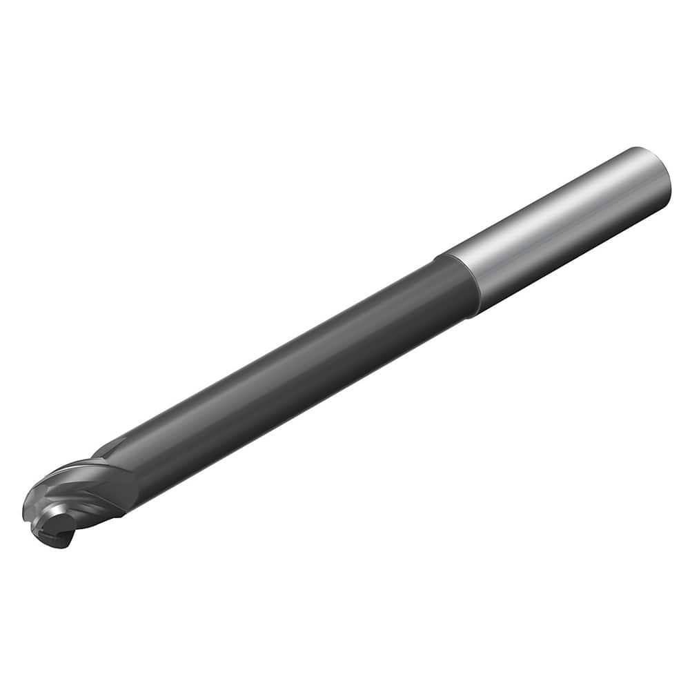 Sandvik Coromant - 1/4" Diam, 3/8" LOC, 3 Flute Solid Carbide Ball End Mill - Exact Industrial Supply
