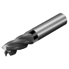 Corner Radius End Mill: 0.313″ Dia, 1/2″ LOC, 0.06″ Radius, 4 Flutes, Solid Carbide 2″ OAL, 0.313″ Shank Dia, 36.5 ° Helix, AlTiN Coated, Corner Radius End, Centercutting, Series CoroMill Dura