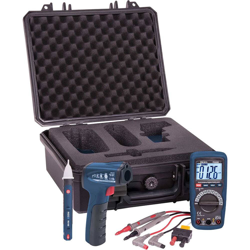 REED Instruments - Electrical Test Equipment Combination Kits; Kit Type: Combination Kit ; Maximum Voltage: 600 VAC/VDC ; Number of Pieces: 7 ; Maximum AC Amperage (mA): 400 ; Maximum AC Amperage: 10 ; Maximum DC Amperage (mA): 400 - Exact Industrial Supply