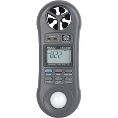 REED Instruments - Airflow Meters & Thermo-Anemometers; Type: Anemometer/Hygrometer/Thermometer/Light Meter ; Maximum Air Velocity ft/min (Feet): 5910 ; Min Air Velocity ft/min (Feet): 80 ; Min Air Velocity km/hr: 0.200 ; Min Air Velocity knots: 0.800 ; - Exact Industrial Supply