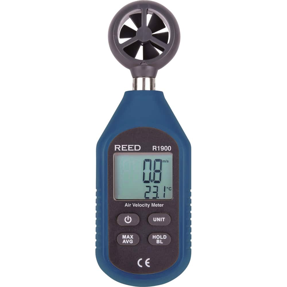 REED Instruments - Airflow Meters & Thermo-Anemometers; Type: Airflow Meter ; Maximum Air Velocity ft/min (Feet): 5905 ; Min Air Velocity ft/min (Feet): 78 ; Min Air Velocity km/hr: 0.000 ; Min Air Velocity knots: 0.700 ; Min Air Velocity mph: 0.8000 - Exact Industrial Supply