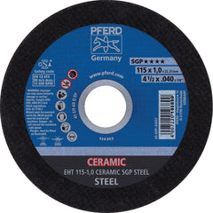 PFERD - Cutoff Wheels; Tool Compatibility: Angle Grinder ; Wheel Diameter (Inch): 4-1/2 ; Wheel Thickness (Inch): 0.0400 ; Abrasive Material: Ceramic Oxide ; Maximum RPM: 13300.000 ; Grit: 46 - Exact Industrial Supply