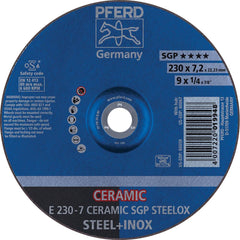 PFERD - Depressed-Center Wheels; Hole Size (Inch): 7/8 ; Connector Type: Arbor ; Wheel Type Number: Type 27 ; Abrasive Material: Ceramic Oxide ; Maximum RPM: 6600.000 ; Grit: 24 - Exact Industrial Supply