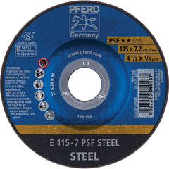 PFERD - Depressed-Center Wheels; Hole Size (Inch): 7/8 ; Connector Type: Arbor ; Wheel Type Number: Type 27 ; Abrasive Material: Aluminum Oxide ; Maximum RPM: 13300.000 ; Grit: 24 - Exact Industrial Supply