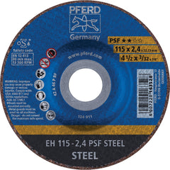 PFERD - Depressed-Center Wheels; Hole Size (Inch): 7/8 ; Connector Type: Arbor ; Wheel Type Number: Type 27 ; Abrasive Material: Aluminum Oxide ; Maximum RPM: 13300.000 ; Grit: 46 - Exact Industrial Supply