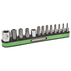 Powerbuilt - Hex & Torx Bit Socket Sets; Type: Torx Bit and Socket Adapter Set ; Drive Size: 1/4, 3/8 ; Measurement Type: Torx ; Additional Information: T-8, T-10, T-15, T-20, T-25, T-27, T-30, T-40, T-45, T-50 And T-55 Chromoly Tamper-Proof Torx Bits, 1 - Exact Industrial Supply