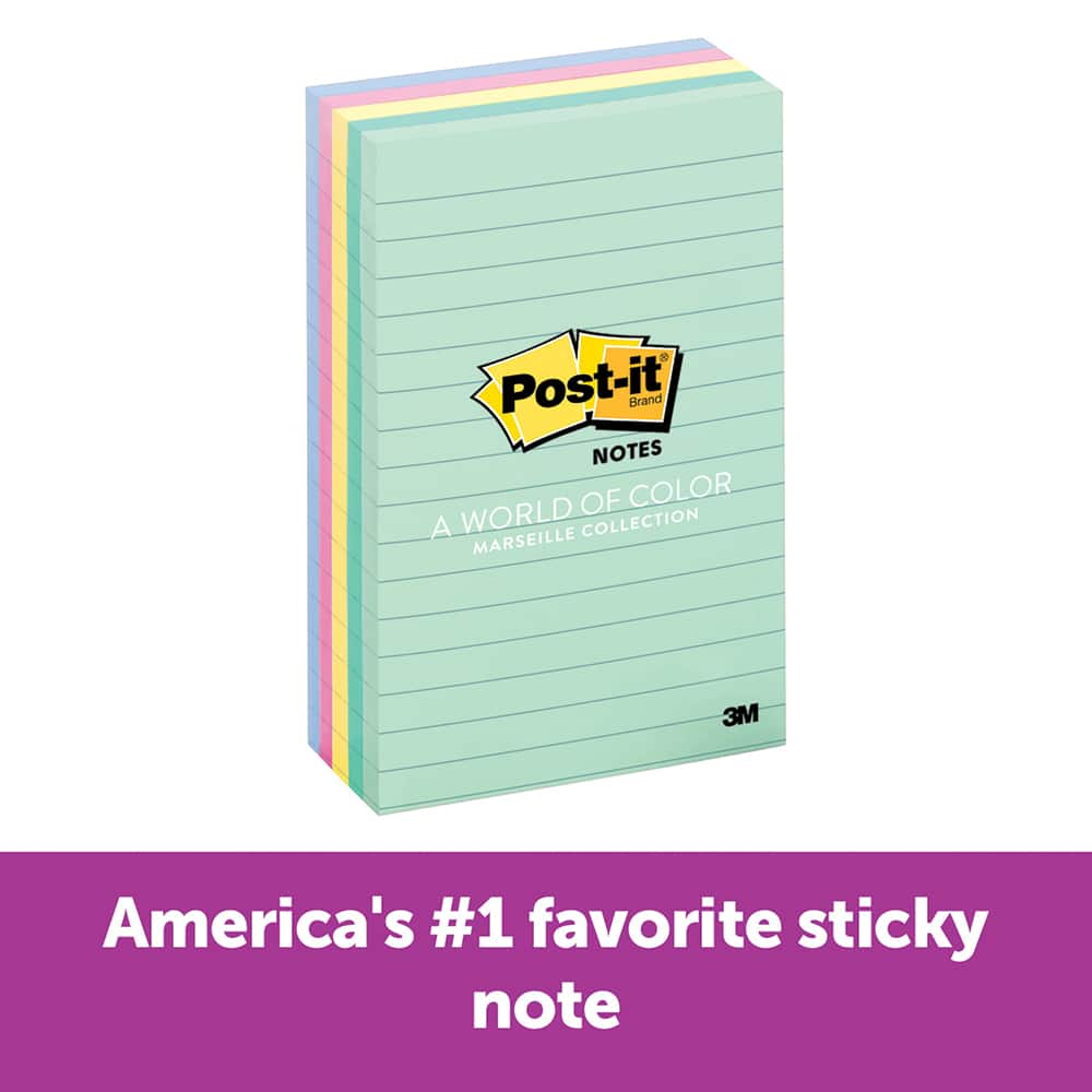 3M - Note Pads, Writing Pads & Notebooks; Writing Pads & Notebook Type: Writing Pad ; Size: 4 x 6 ; Number of Sheets: 100 ; Color: Multi-Color ; Ruled Width: 0.03 (Inch) - Exact Industrial Supply